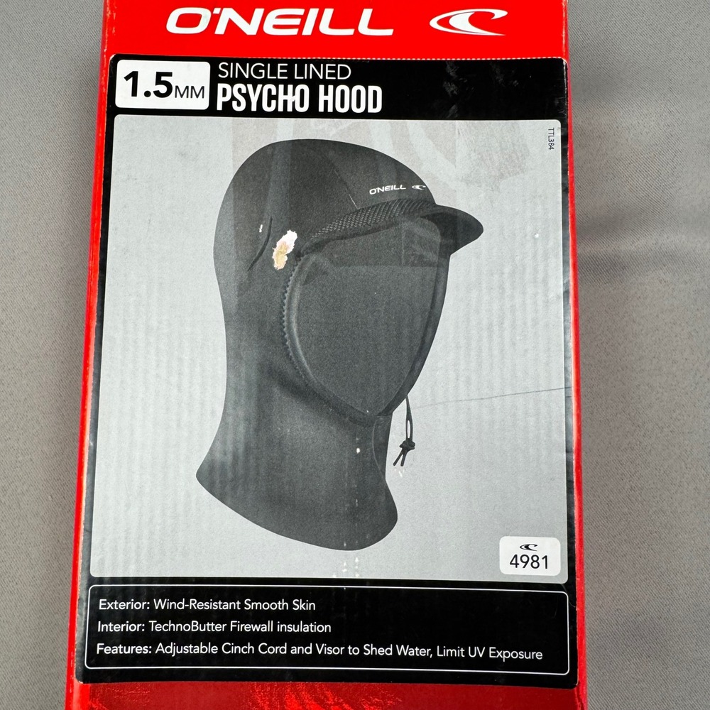O'Neill Psycho Hood 1.5mm Single Lined Neoprene‎ Wetsuit Hood Black Large 4981
